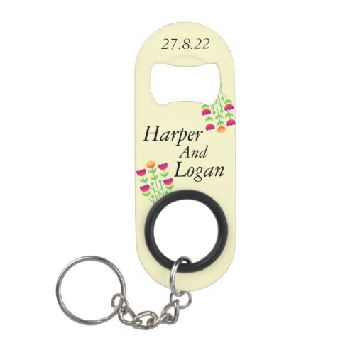 Abrebotellas De Llavero with names of a newlywed c Keychain Bottle Opener