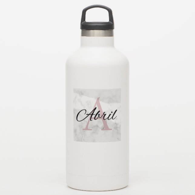 Abril Marble Monogram Inital Girls Personalized Sticker (Waterbottle)