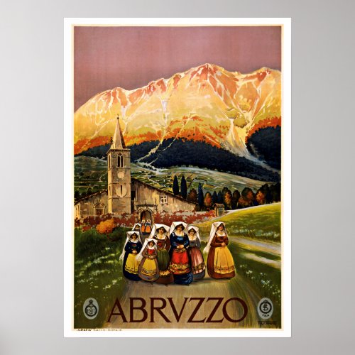 Abruzzo Italy National Park Vintage Travel Poster