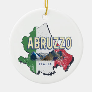 Abruzzo Italy Retro Region Map Vintage Souvenir Ceramic Ornament