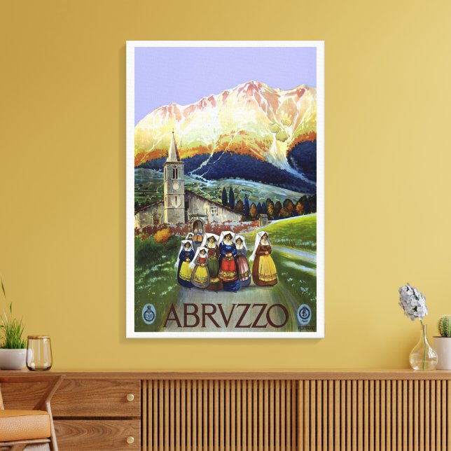 Abruzzo Italy Vintage Travel Poster Art with Women Canvas Print (Insitu(LivingRoom))