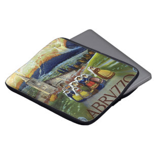 Abruzzo Italy Vintage Travel Poster Art with Women Laptop Sleeve