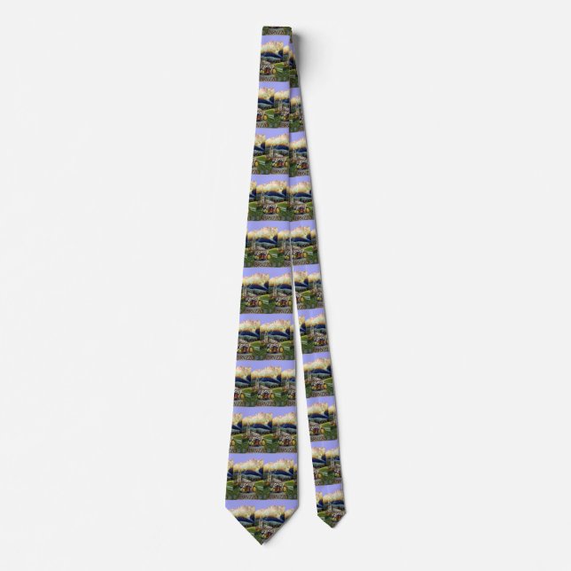 Abruzzo Italy Vintage Travel Poster Art with Women Neck Tie (Front)