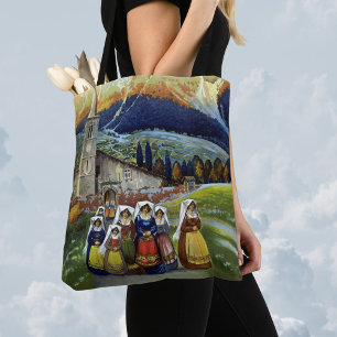 Abruzzo Italy Vintage Travel Poster Art with Women Tote Bag