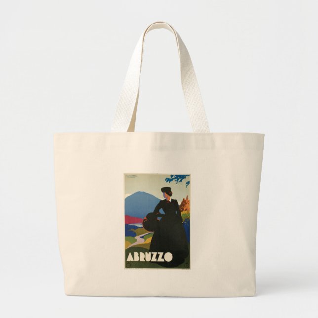 Abruzzo, Italy vintage travel poster Large Tote Bag (Front)