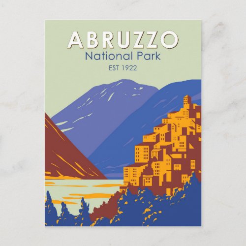 Abruzzo National Park Italy Travel Art Vintage Postcard