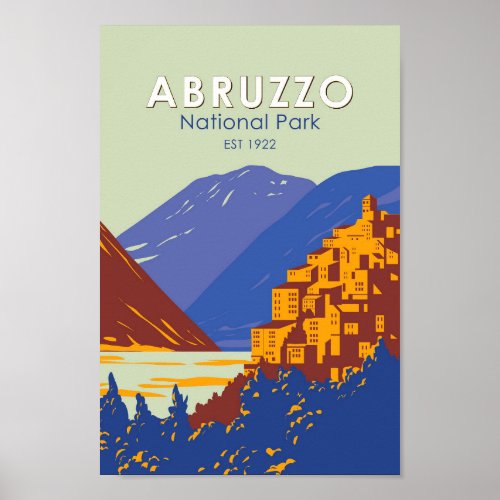 Abruzzo National Park Italy Travel Art Vintage Poster