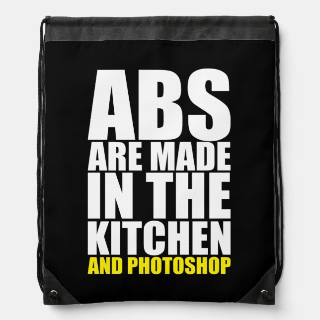 Abs Are Made In The Kitchen And Photoshop - Funny Drawstring Bag (Front)