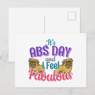 Abs Day Core Workout - Pug Dog Lover Postcard