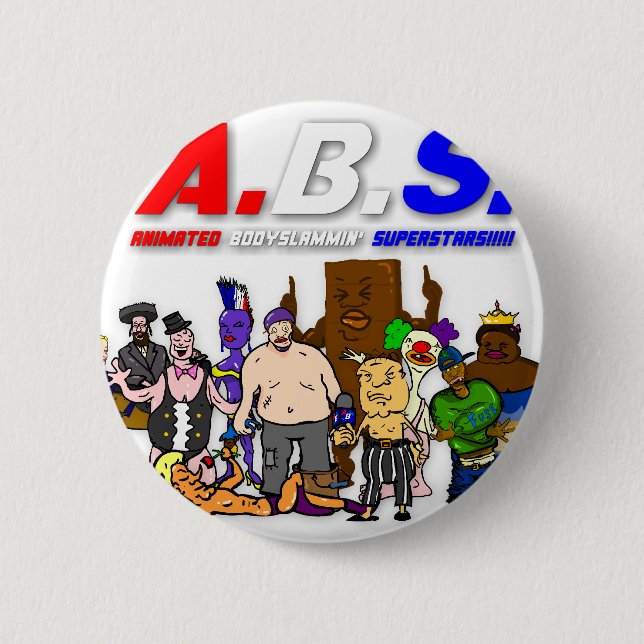 ABS WRESTLING!!! PINBACK BUTTON (Front)