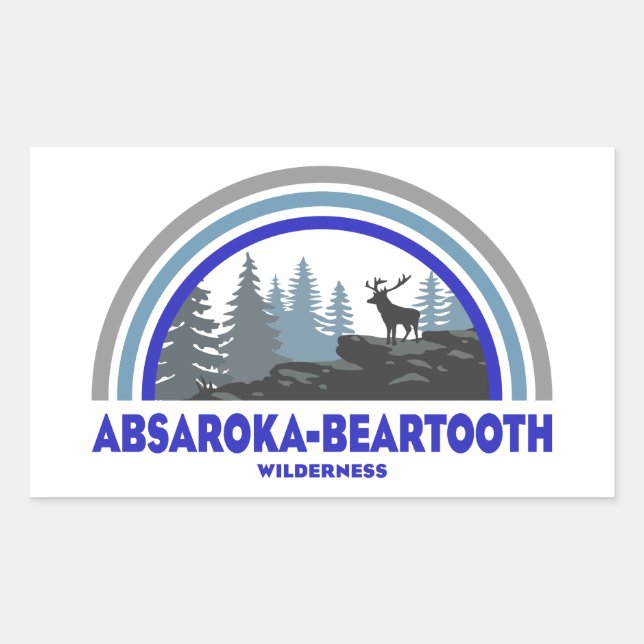 Absaroka - Beartooth Wilderness Rainbow Deer Rectangular Sticker (Front)
