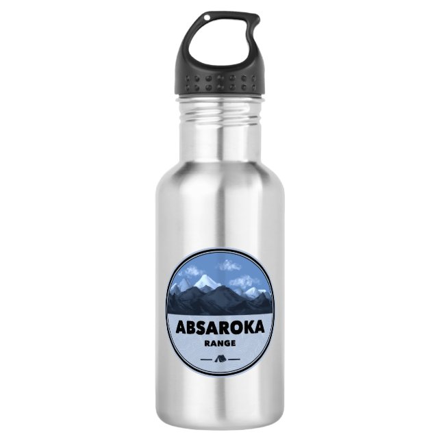 Absaroka Range Montana Wyoming Camping Stainless Steel Water Bottle (Front)