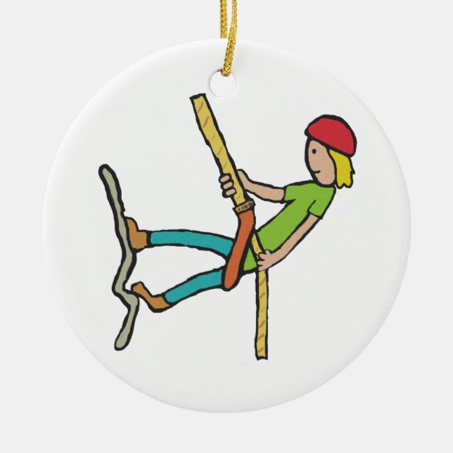 Abseiling Ceramic Ornament (Front)