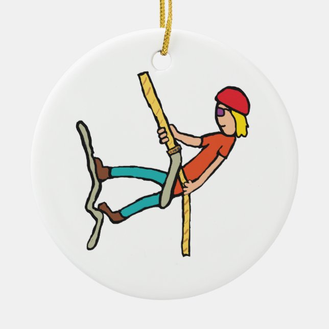 Abseiling Ceramic Ornament (Front)