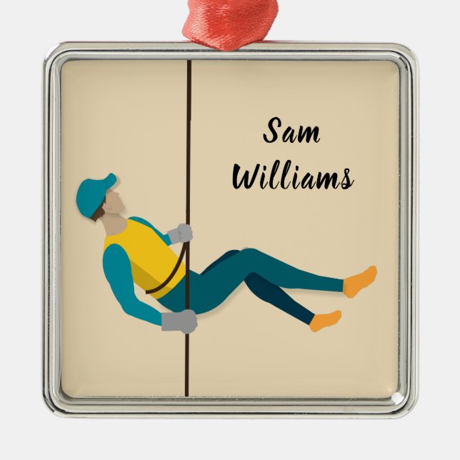 Abseiling Metal Ornament (Front)