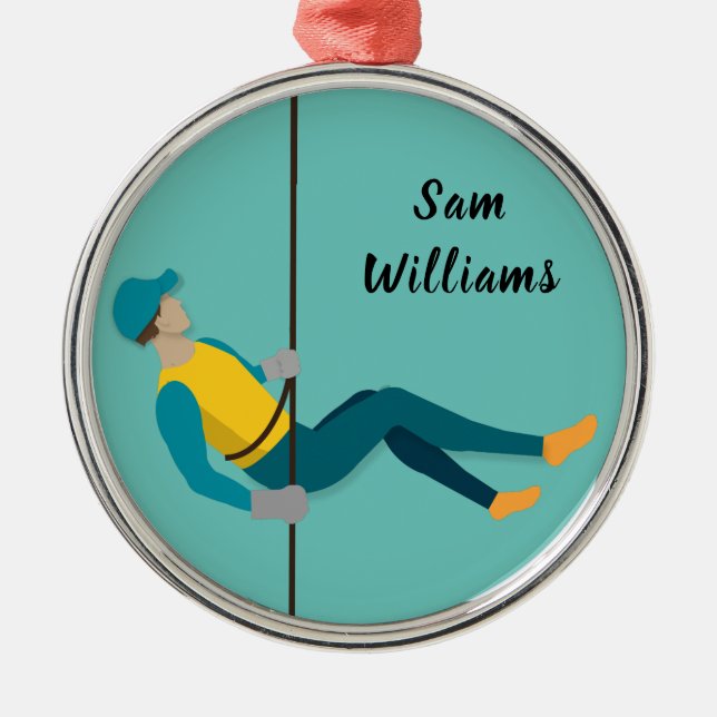 Abseiling Metal Ornament (Front)