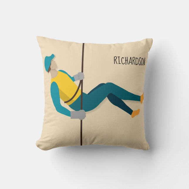 Abseiling Throw Pillow (Front)