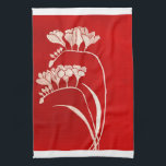 Absence of freesia red kitchen towel<br><div class="desc">Flowery design for holiday kitchen decor</div>
