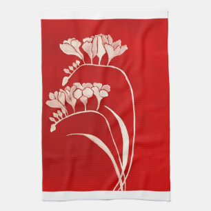Absence of freesia red kitchen towel