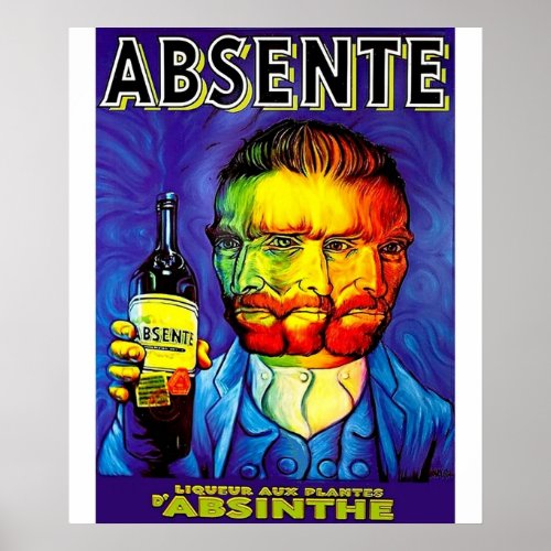 Absente Absinthe Van Gogh Parody Vintage Poster