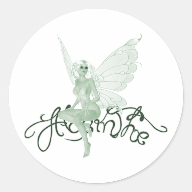Absinthe Art Signature Green Fairy - Absinthe Classic Round Sticker (Front)
