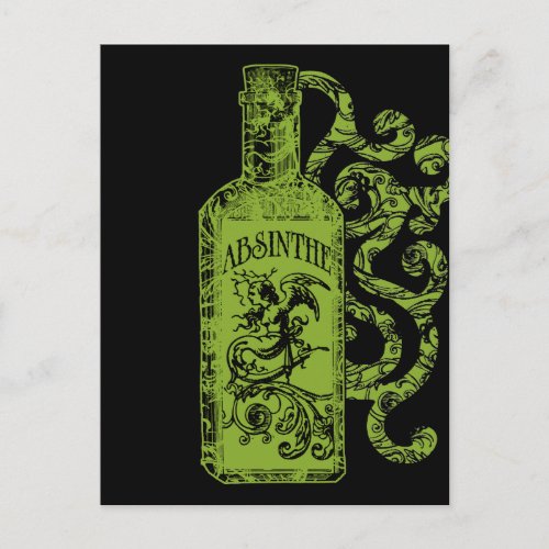 Absinthe Bottle Swirls Postcard