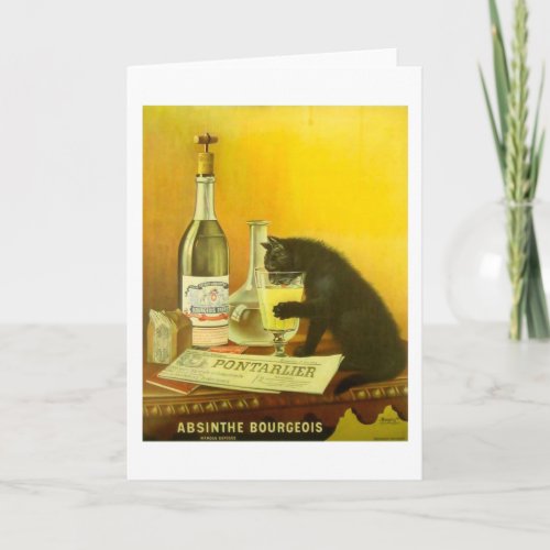 Absinthe Bourgeois and Cat Fine Vintage Poster Card