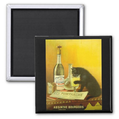 Absinthe Bourgeois and Cat Fine Vintage Poster Magnet