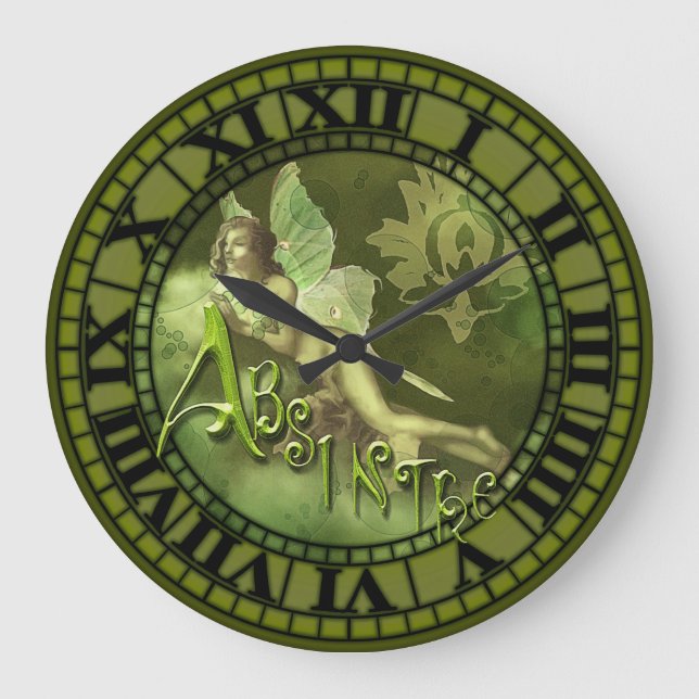 Absinthe Fairy Collage 2 Large Clock (Front)