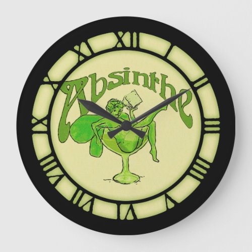 Absinthe Fairy In Glass Large Clock
