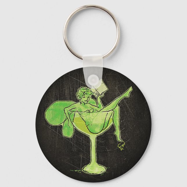 Absinthe Girl In Glass (no text) Keychain (Front)