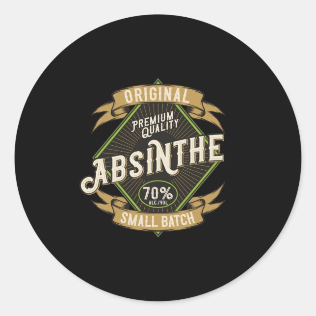 Absinthe - Green Fairy - 04 - dark Classic Round Sticker (Front)
