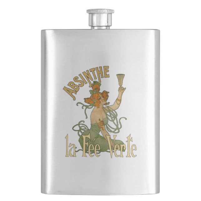 Absinthe Green Fairy La Fee Verte,Poster Steampunk Flask (Front)