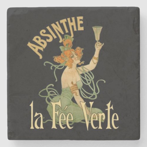 Absinthe Green Fairy La Fee VertePoster Steampunk Stone Coaster