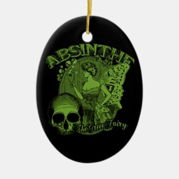 Absinthe Green Fairy Lady Ceramic Ornament by opheliasart at Zazzle