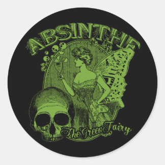 Absinthe Green Fairy Lady Classic Round Sticker