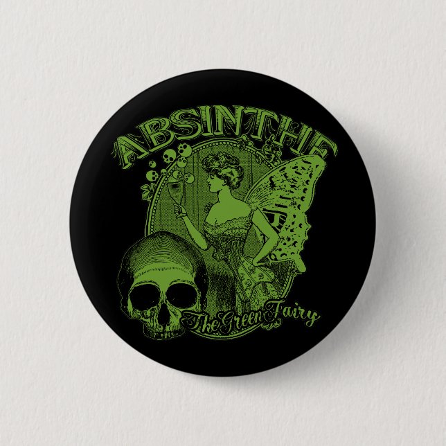 Absinthe Green Fairy Lady Pinback Button (Front)