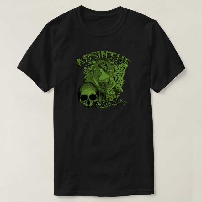 Absinthe Green Fairy Lady T-Shirt (Design Front)