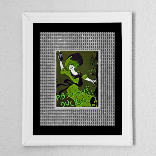 Absinthe in Green Vintage Ad Harlequin Border  Poster