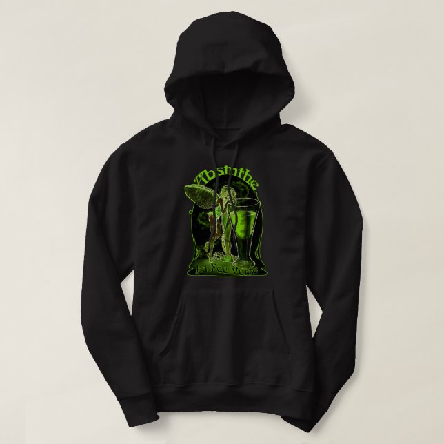 Absinthe La Fee Verte Fairy With Glass Hoodie (Design Front)