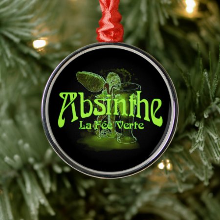 Absinthe La Fee Verte Fairy With Glass Metal Ornament
