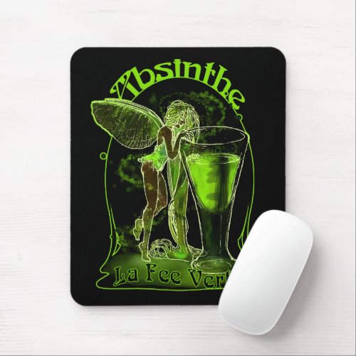 Absinthe La Fee Verte Fairy With Glass Mouse Pad