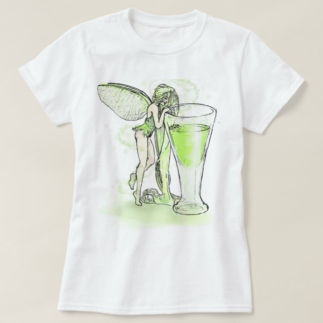 Absinthe La Fee Verte Fairy With Glass (no text) T-Shirt (Design Front)