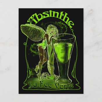Absinthe La Fee Verte Fairy With Glass Postcard by opheliasart at Zazzle