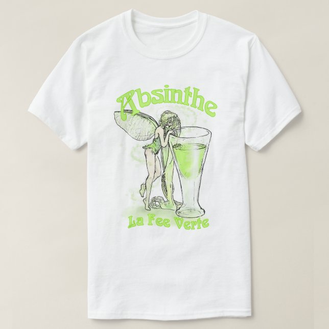 Absinthe La Fee Verte Fairy With Glass T-Shirt (Design Front)