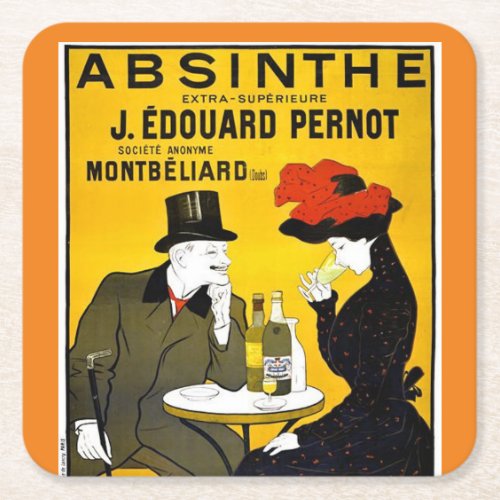 Absinthe Leonetto Cappiello Vintage Advertisement Square Paper Coaster