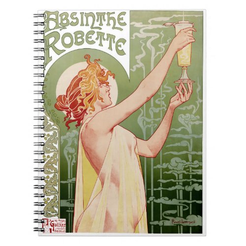 Absinthe Robette 1896 Vintage Poster Restored Notebook