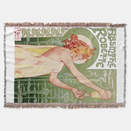 Absinthe Robette 1896 Vintage Poster Restored Throw Blanket