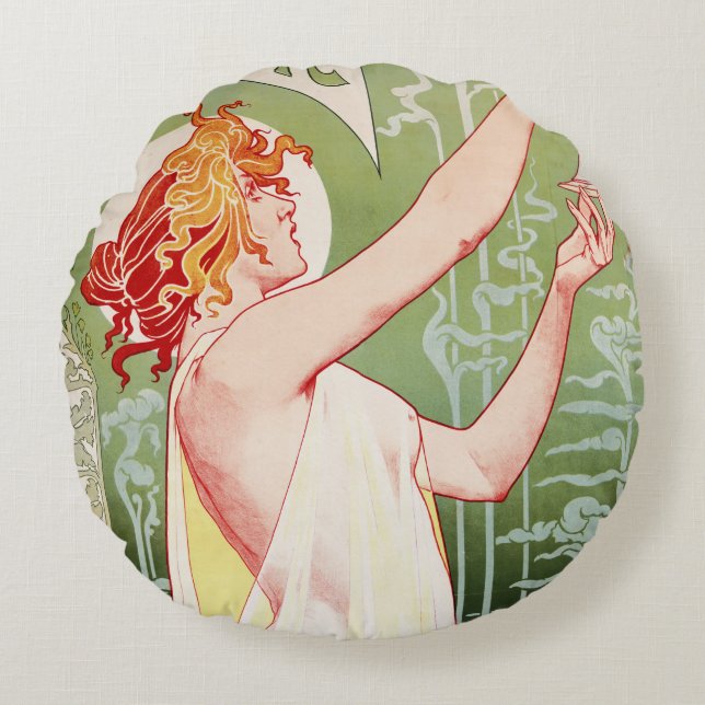 Absinthe Robette Round Pillow (Front)