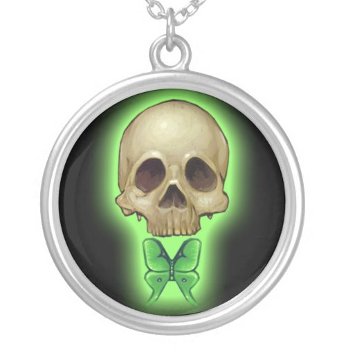 Absinthe Skull NECKLACE green butterfly gothic